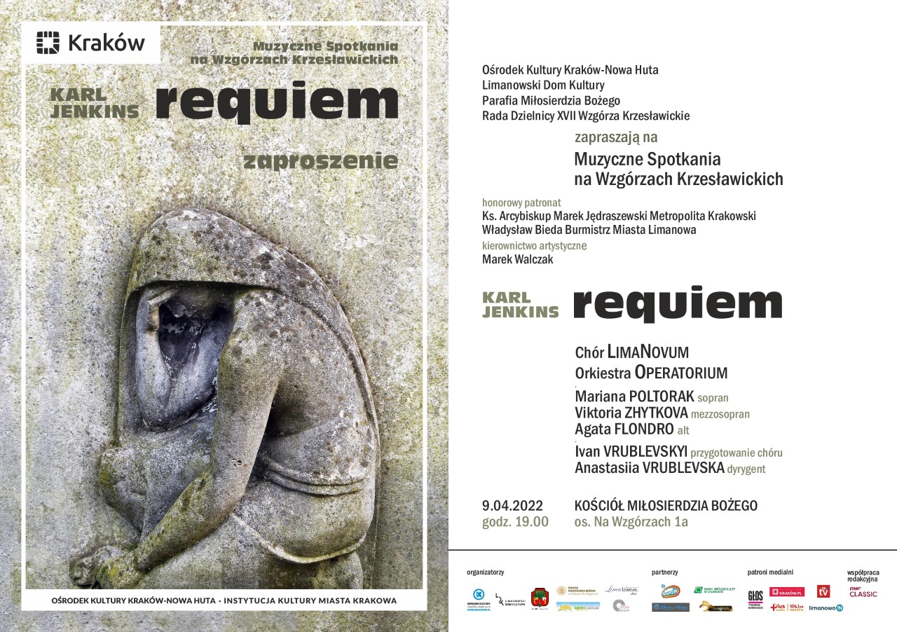 Zapraszamy na kolejny, koncert z cyklu Muzyczne Spotkania na Wzgórzach Krzesławickich     Koncert REQUIEM odbędzie się  09. 04. 2022 sobota godz.19.oo  Kościół Miłosierdzia Bożego  os. Na Wzgórzach 1a