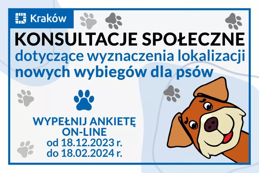 18 grudnia – 18 luty 2024r. Konsultacje społeczne dotyczące wyznaczenia lokalizacji nowych wybiegów dla psów.